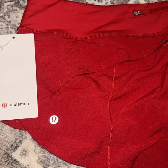 Lululemon shorts Red Speed Up 2.5 NEW size 12 lined running - Picture 7 of 8